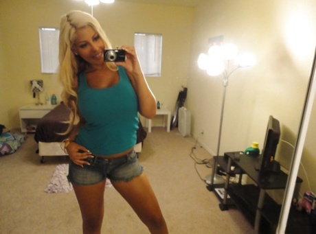 Знойная латиноамериканка Бриджит Би раздевается во время селфи в зеркале картинка 4