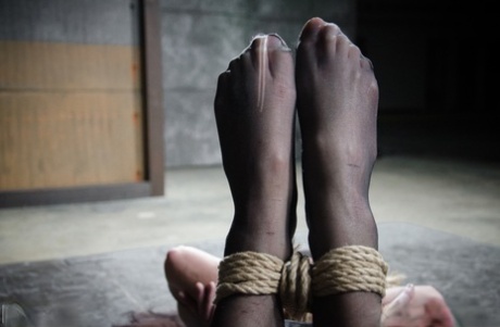 Темноволосая женщина Индия Саммер обнаруживает себя связанной веревкой в подземелье картинка 5