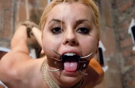 Симпатичную блондинку сдерживают перед жестким трахом картинка 8